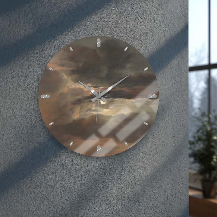 Storm Clouds Glass Wall Clock – Moody Sky Wall Decor