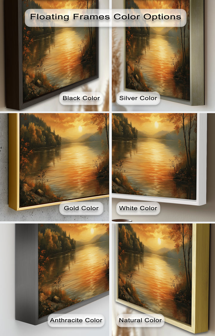 Golden Lake Sunset – Herbstreflexion Hudson River Ölgemälde
