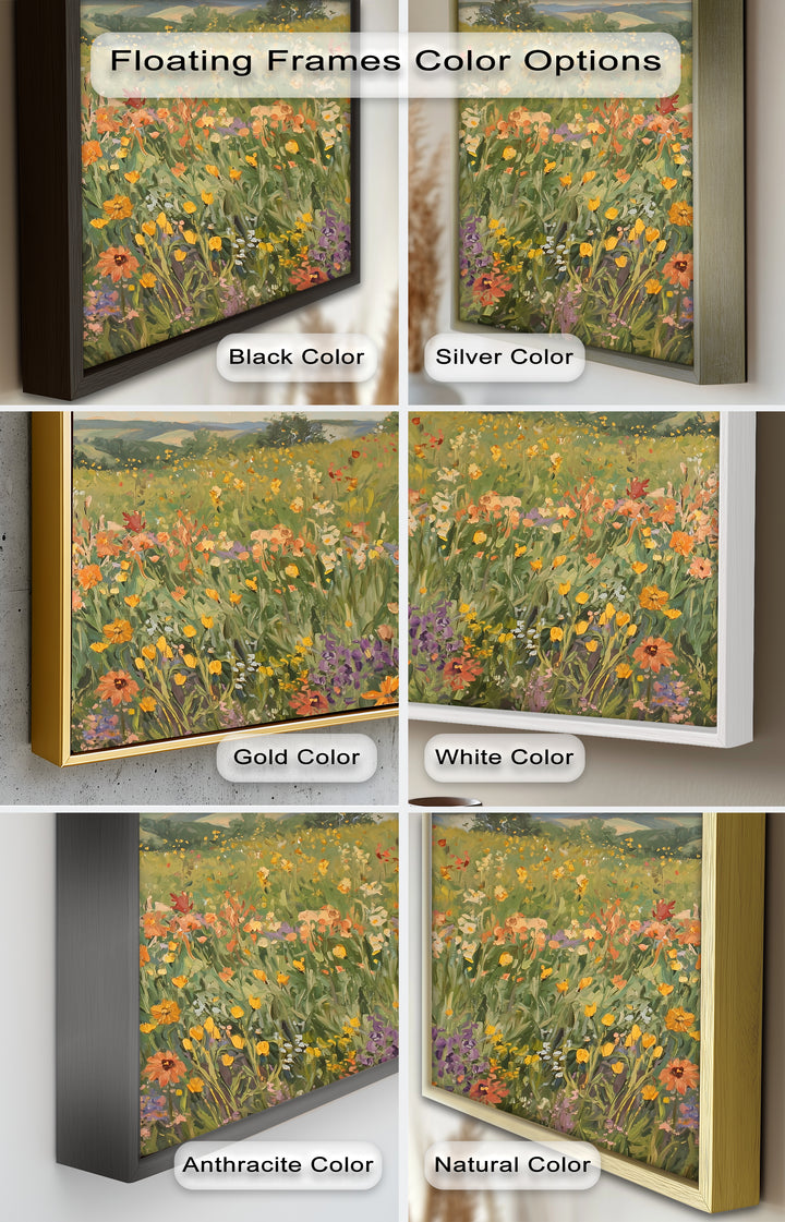 Wildflower Field Impressionist – Framed Landscape Oil Painting
