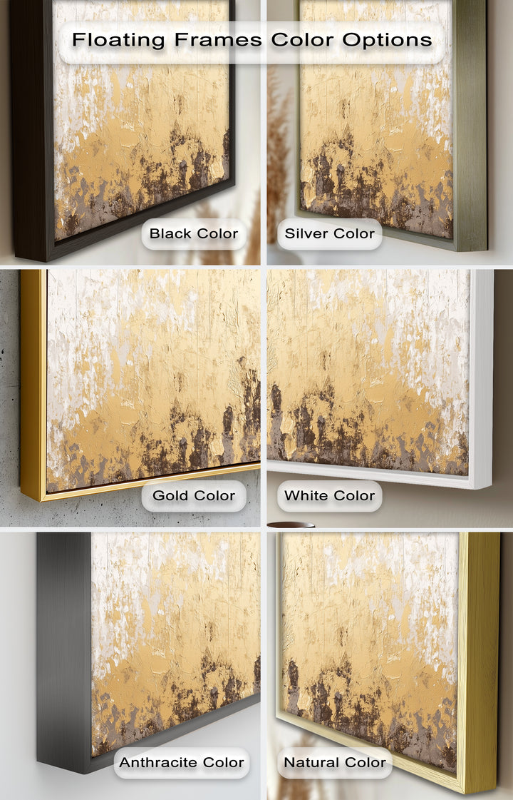 Abstrakte Kunst in Gold und Weiß – Modernes Luxus-Ölgemälde