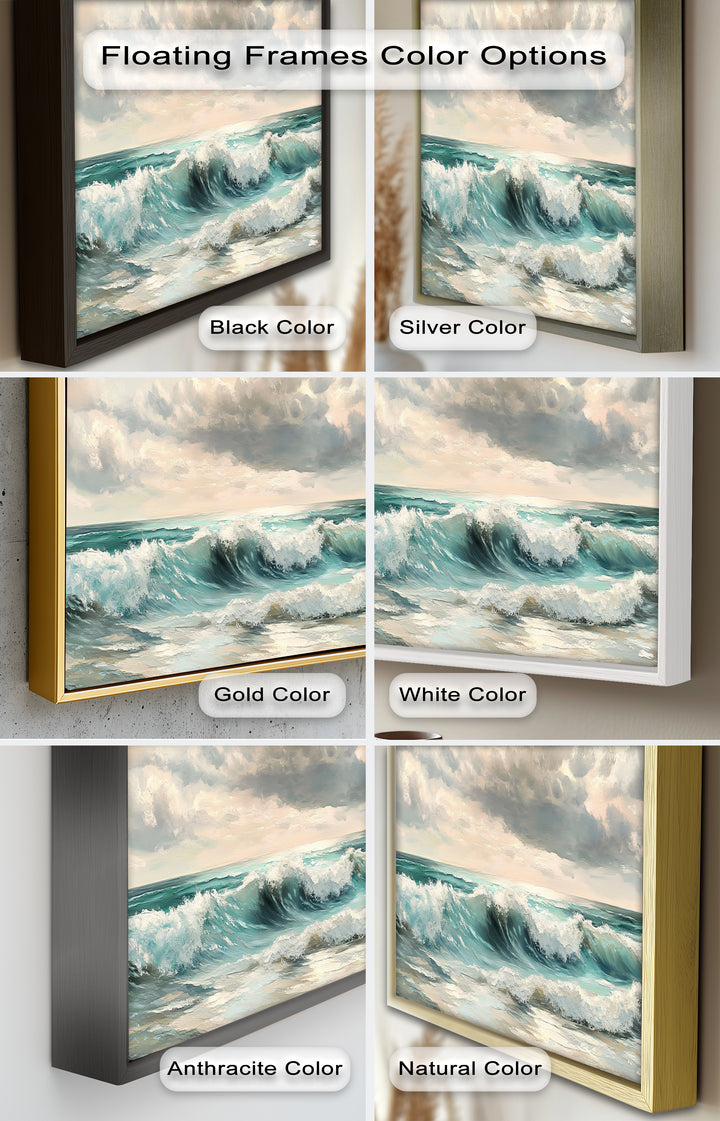 Coastal Wall Art - Turquoise Wave Seascape Oil Painting