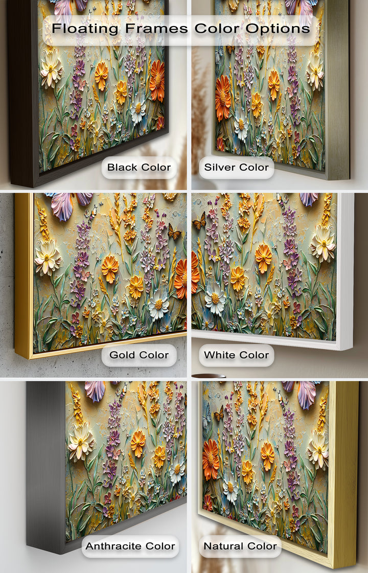 Abstract Floral Butterflies – Modern Oil Painting