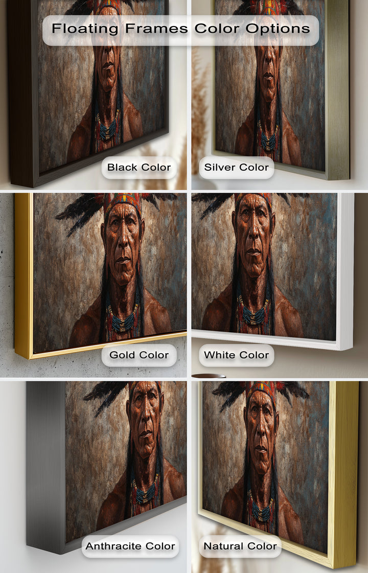 Echo of the Ancestors – Native Warrior Portrait Oil Painting