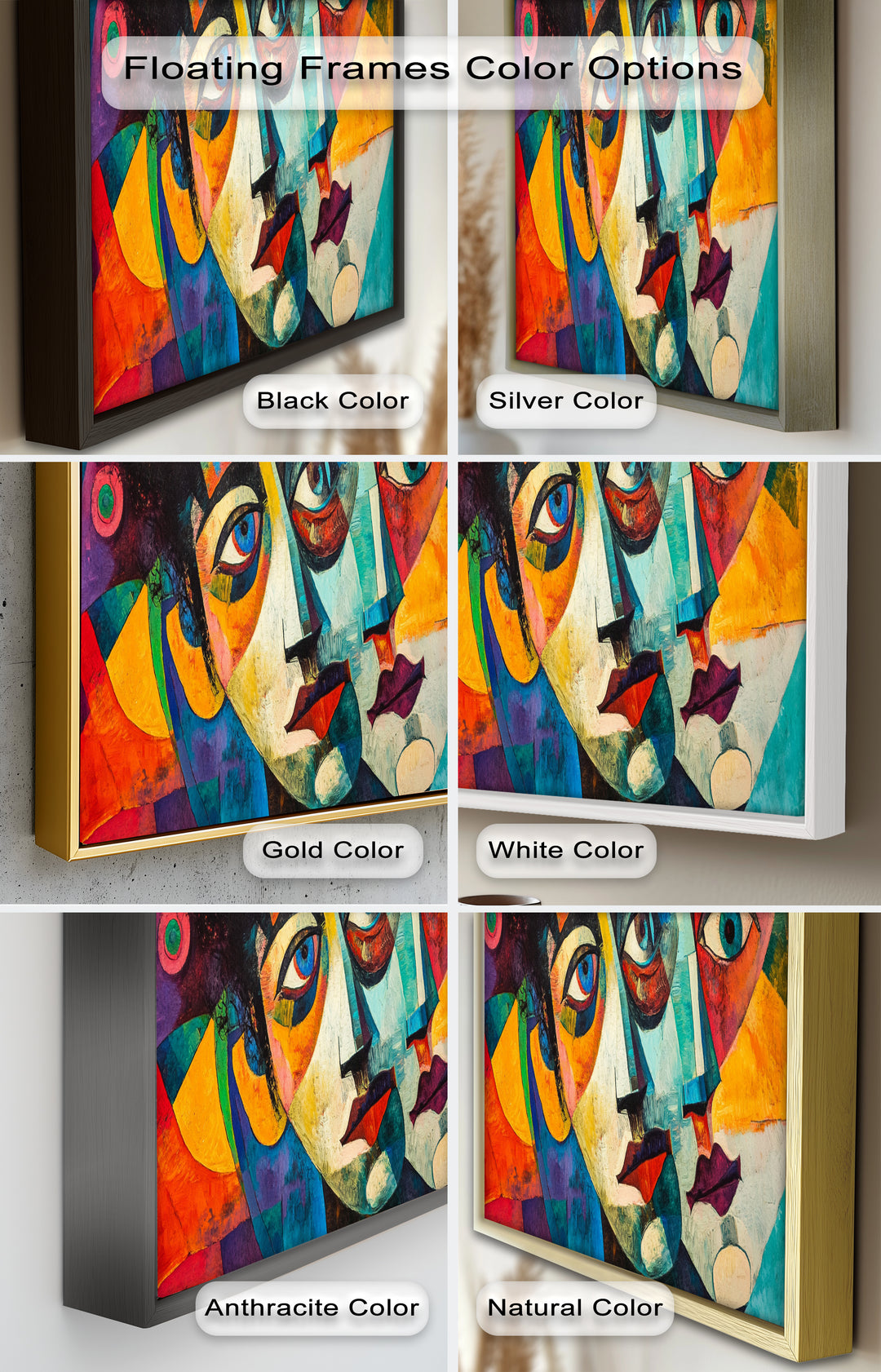Entwined Visions Oil Painting – Fauvist Dual-Face Expressionism