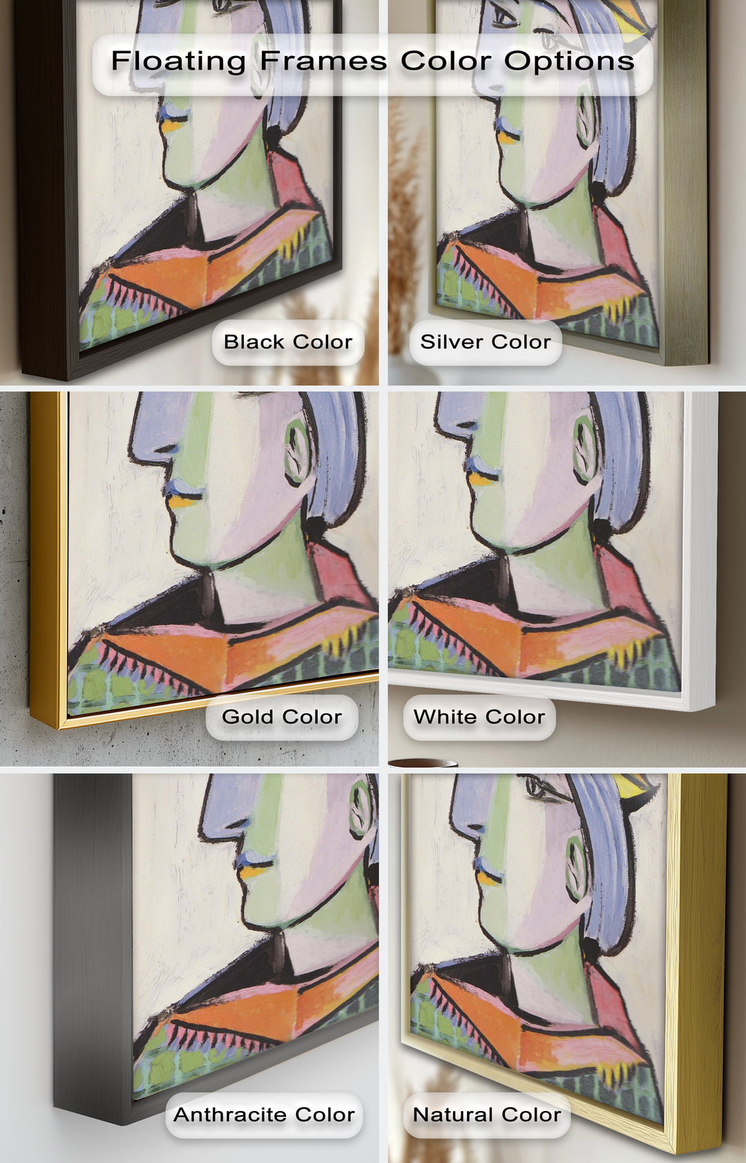 Tranquil Gaze – Picasso-Inspired Side Profile Oil Painting