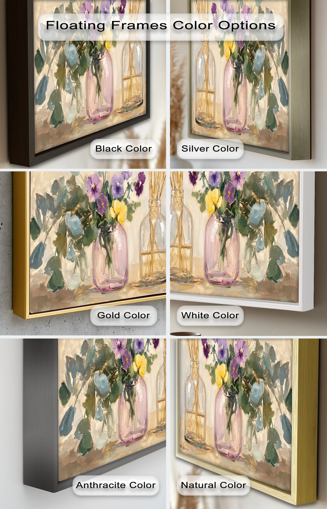 Purple & Yellow Flowers – Botanical Oil Painting
