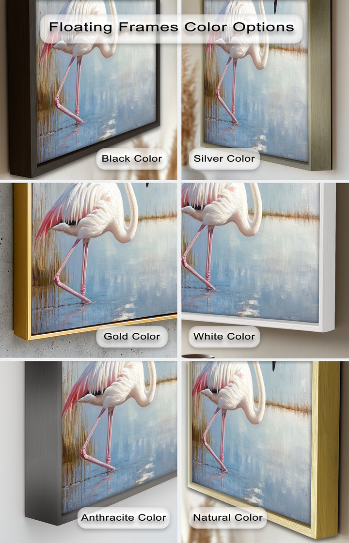 Graceful Flamingo in Shallow Water – Animal Oil Painting