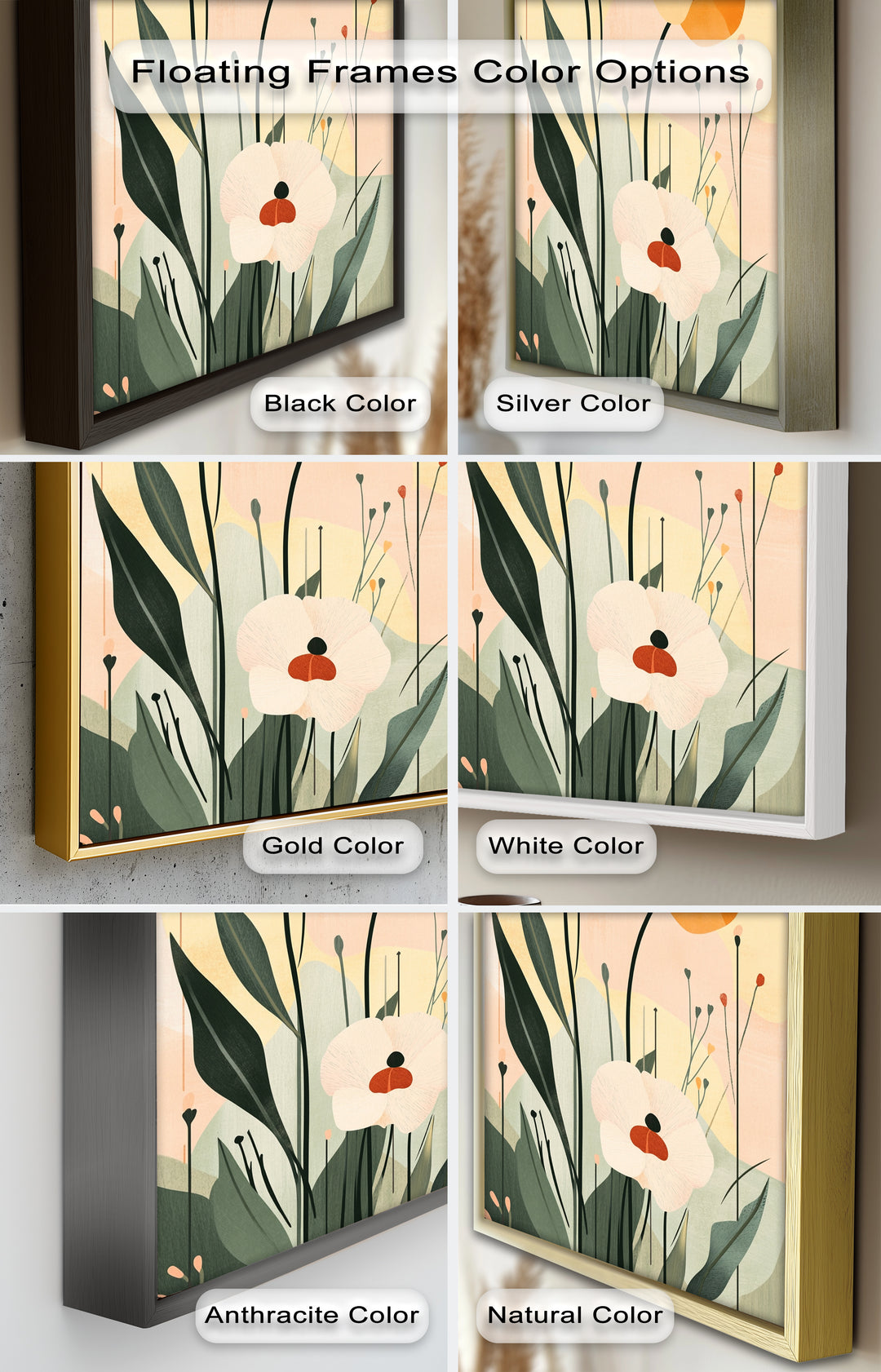 Sonnengeküsstes Trio – Minimalistisches florales Ölgemälde