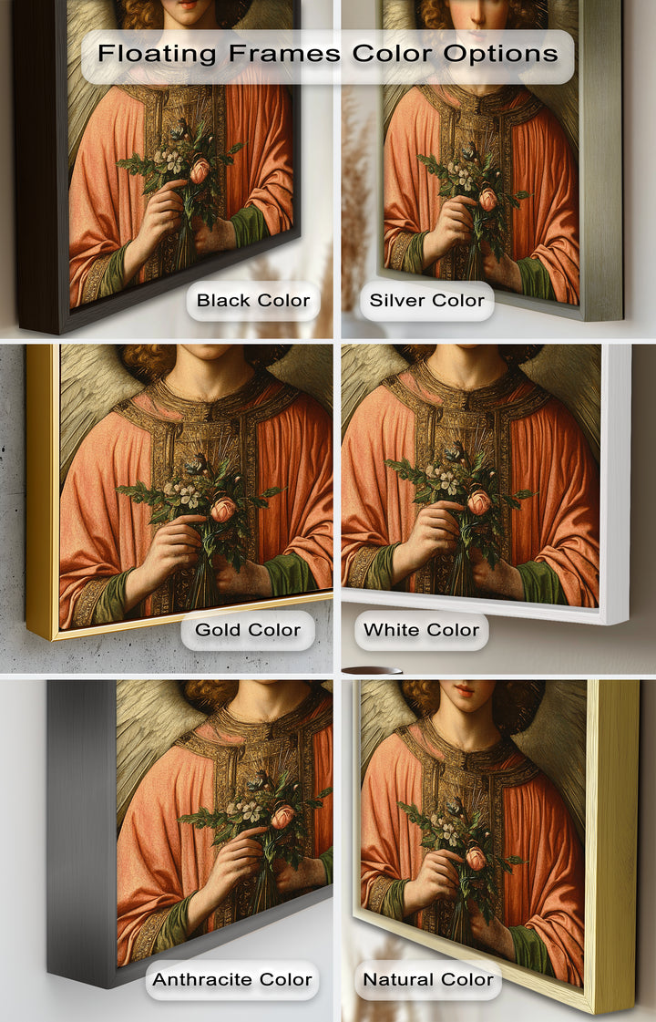 Angel Holding Flowers Wall Art – Religious Oil Painting