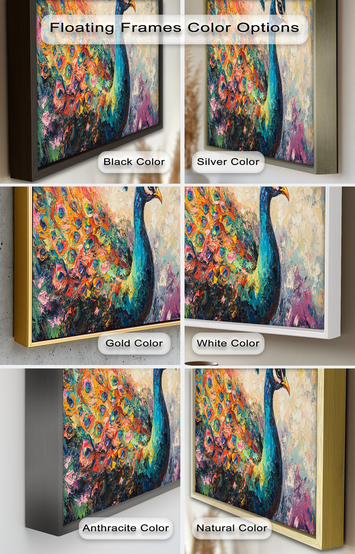 Peacock in Blooming Hues - Animal Oil Painting