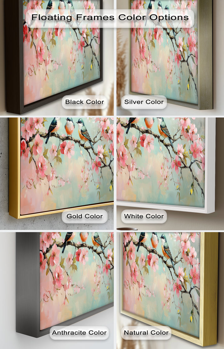 Three Birds Among Blossoms – Animal Oil Painting