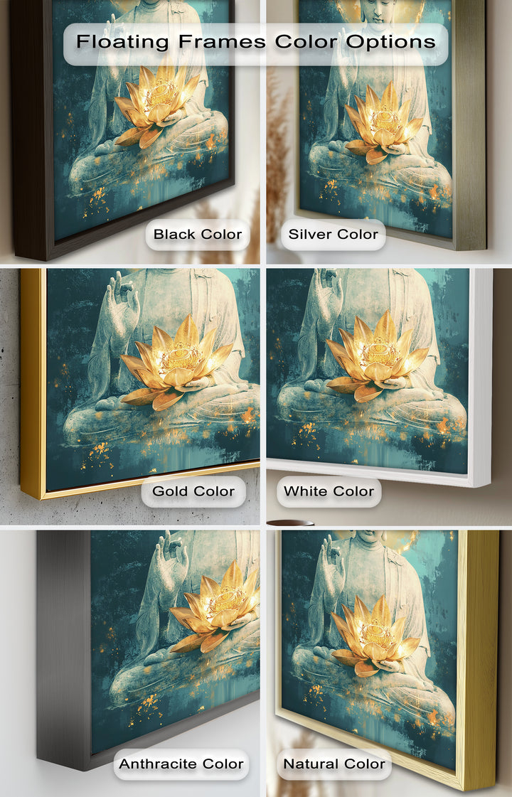 Buddha with Lotus Flower Wall Art – Religious Oil Painting
