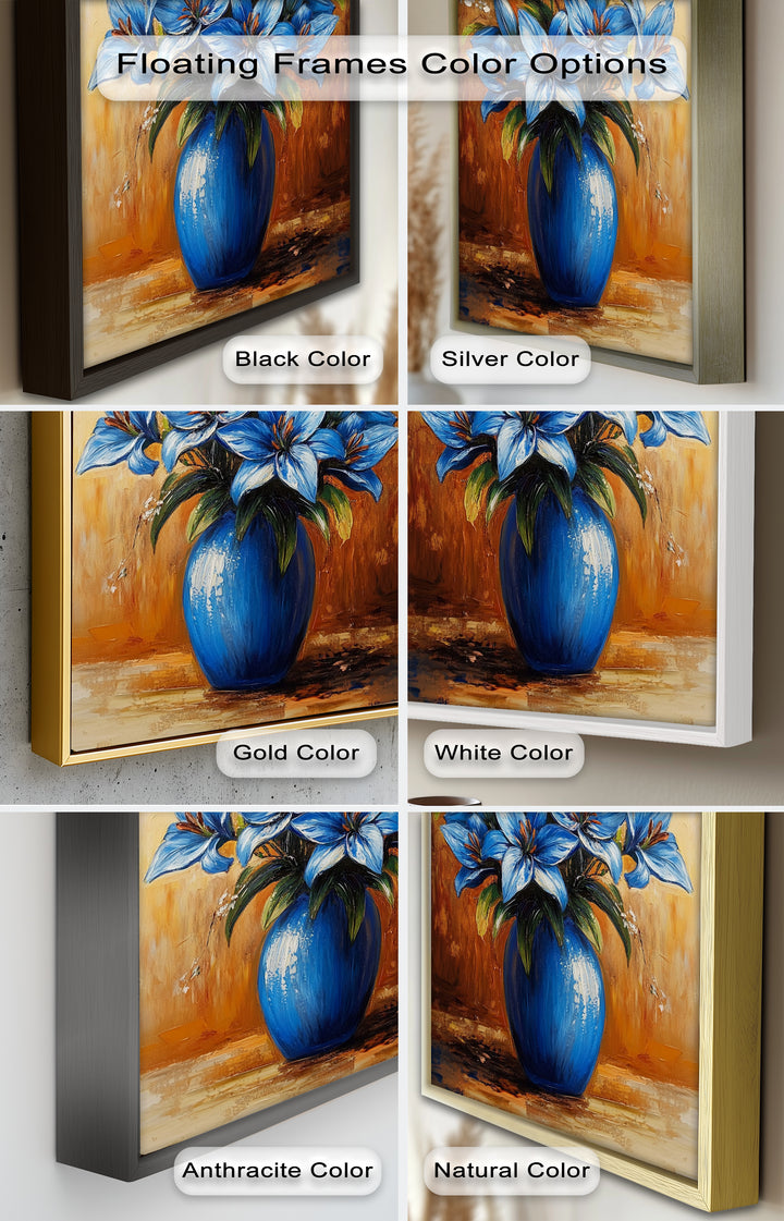 Azure Blossoms in a Blue Vase – Flower Oil Painting