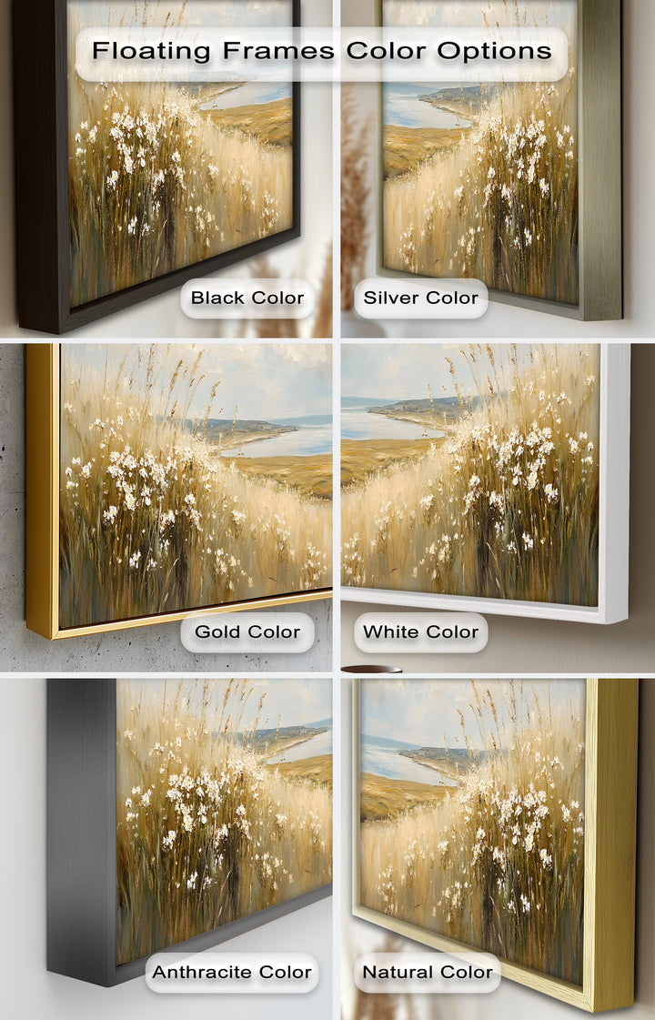 Wildflower Field Landscape – Serene Coastal Oil Painting