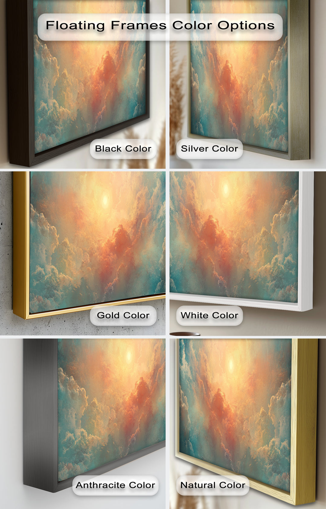 Abstract Sky and Sunlight – Framed Oil Painting