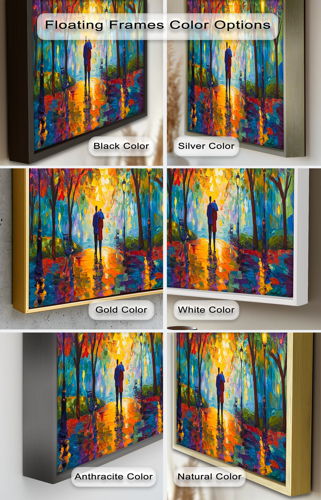 Autumn Radiance – Lovers Under the Colorful Canopy Love Oil Painting