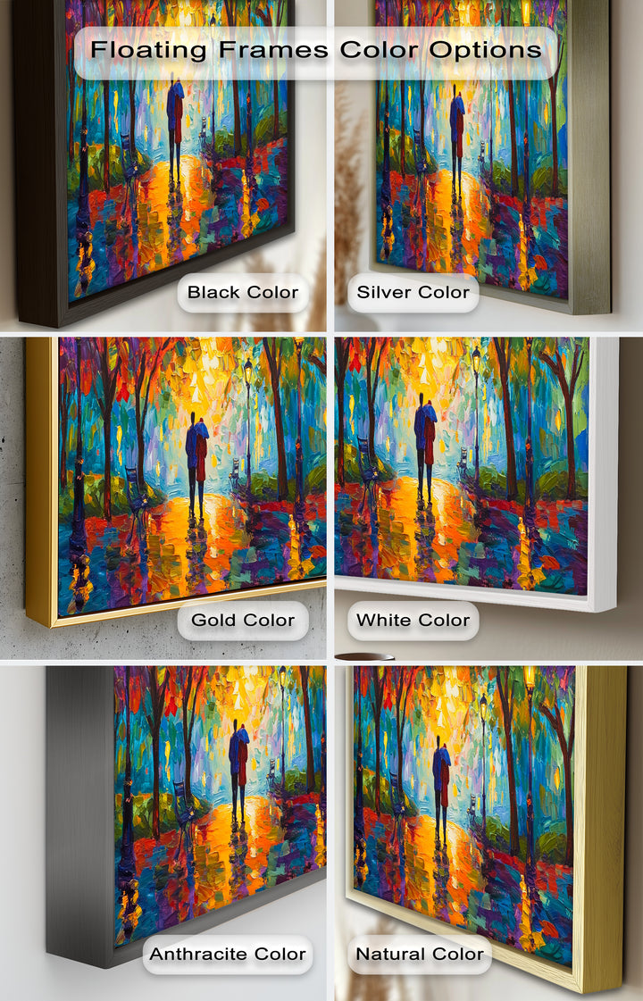Autumn Radiance – Lovers Under the Colorful Canopy Love Oil Painting