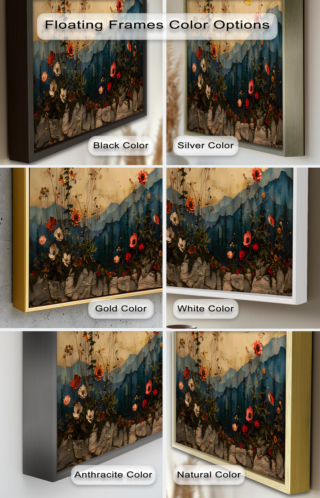 Golden Moon Wall Art-Forest Landscape Oil Painting