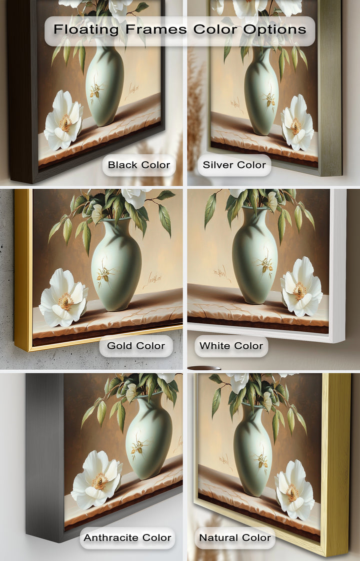 White Peony Still Life – Classic Floral Arrangement Flower Oil Painting