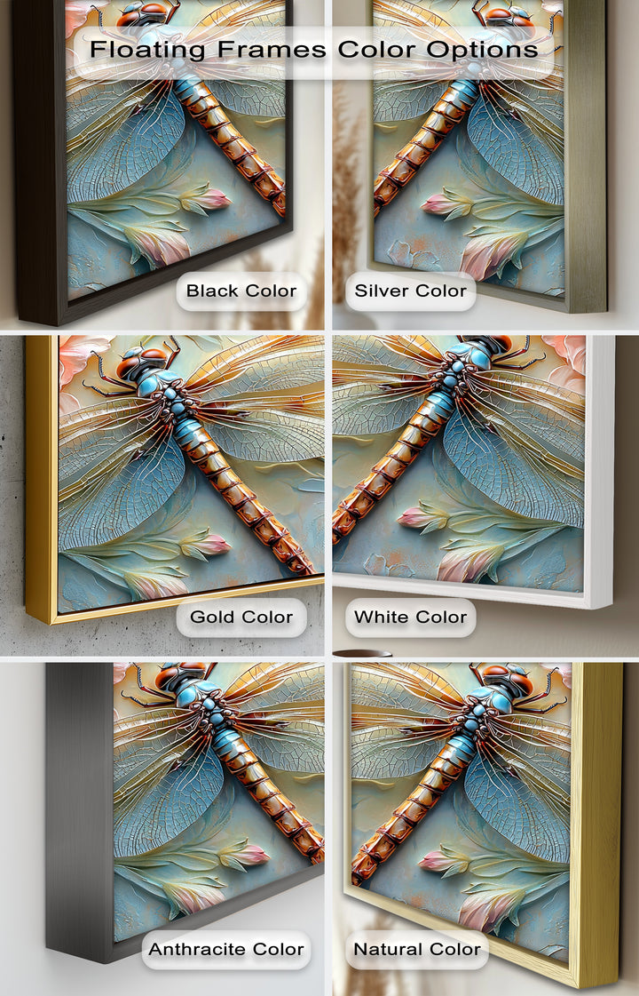 Floral Dragonfly Modern Art – Botanical Oil Painting