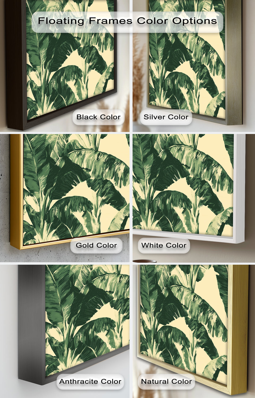 Bananenblatt-Botanische Kunst – Gerahmtes Ölgemälde