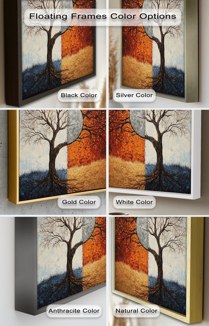 Duality of Seasons – Abstract Tree Oil Painting