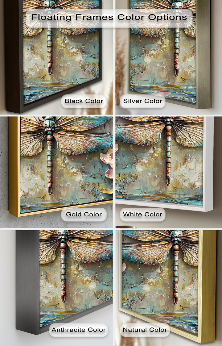 Floral Dragonfly – Framed Botanical Oil Painting