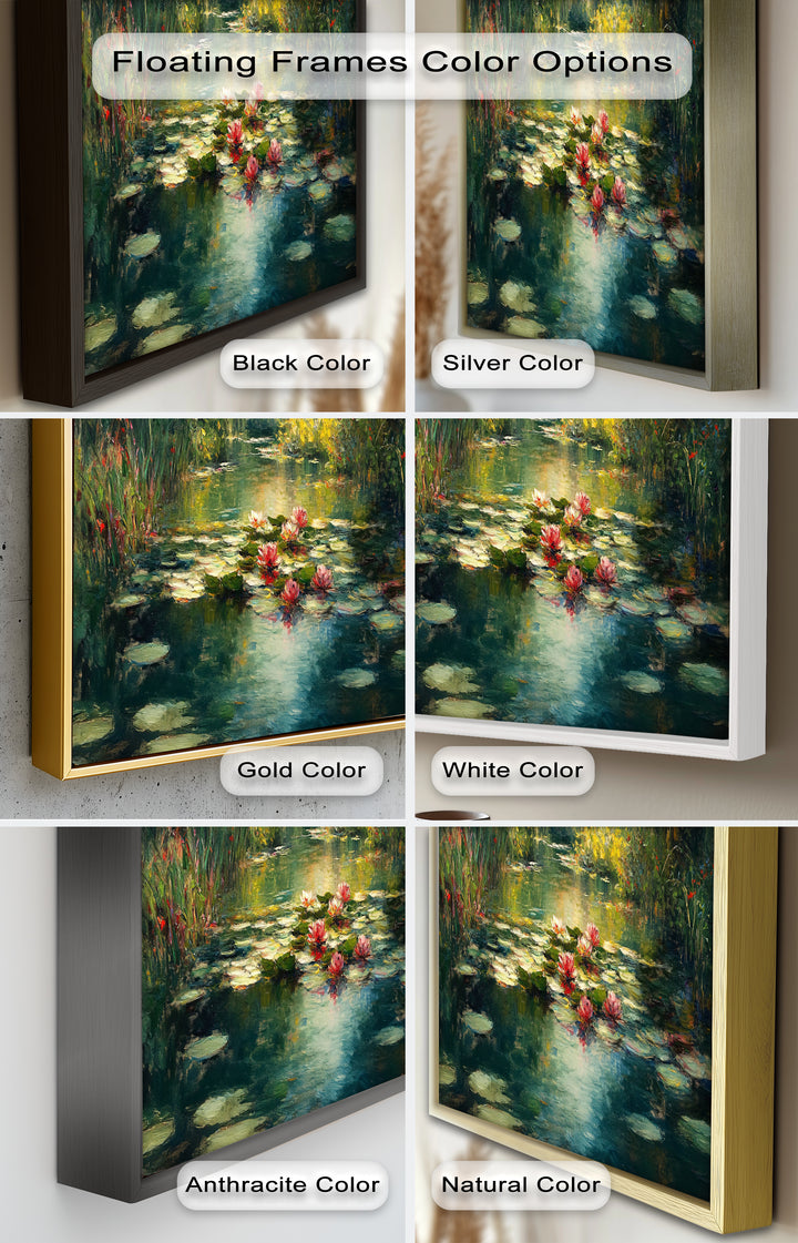 Tranquil Water Lilies in Sunlit Pond – Impressionist Oil Painting