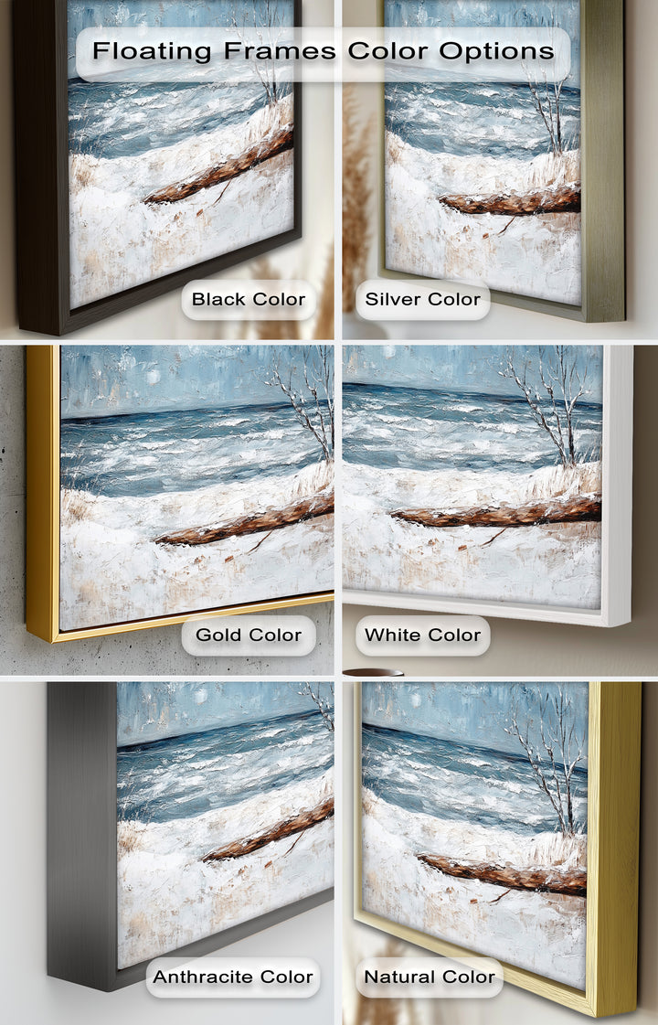 Snowy Coastal Wall Art - Winter Beach Seascape Oil Painting