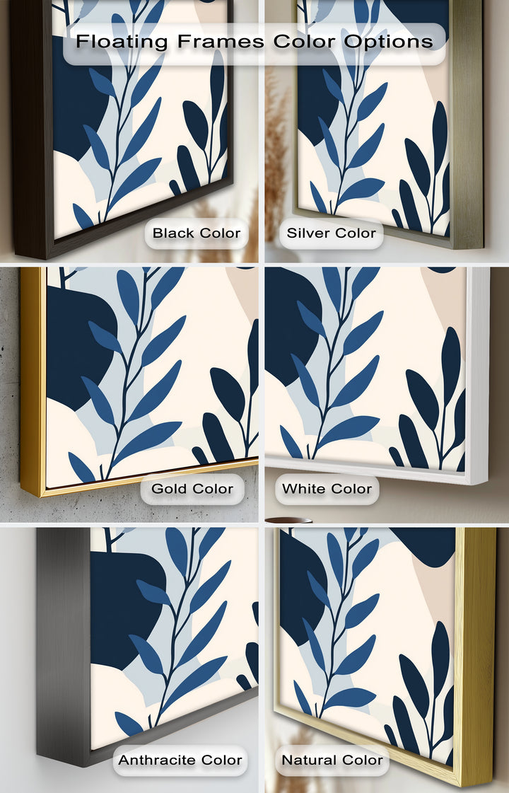 Indigo Serenity – Minimalist Botanical Oil Painting