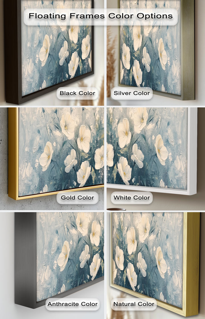 White Wildflower Art – Elegant Floral Oil Painting