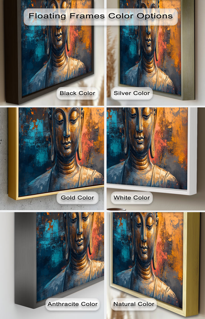 Vibrant Buddha Portrait Wall Art – Religious Oil Painting