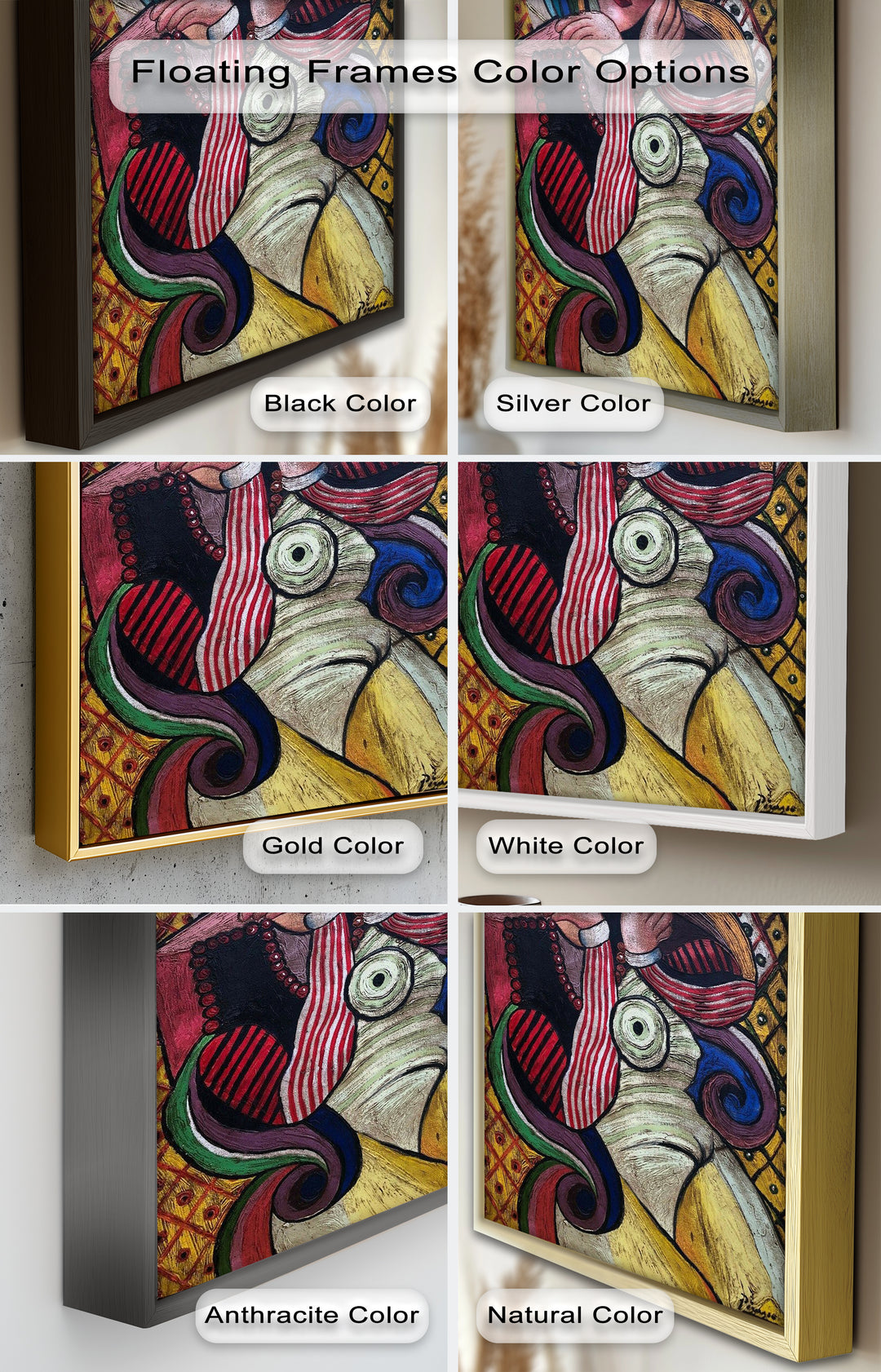 Melancholy in Stripes – Colorful Cubist Woman Portrait Picasso Oil Painting