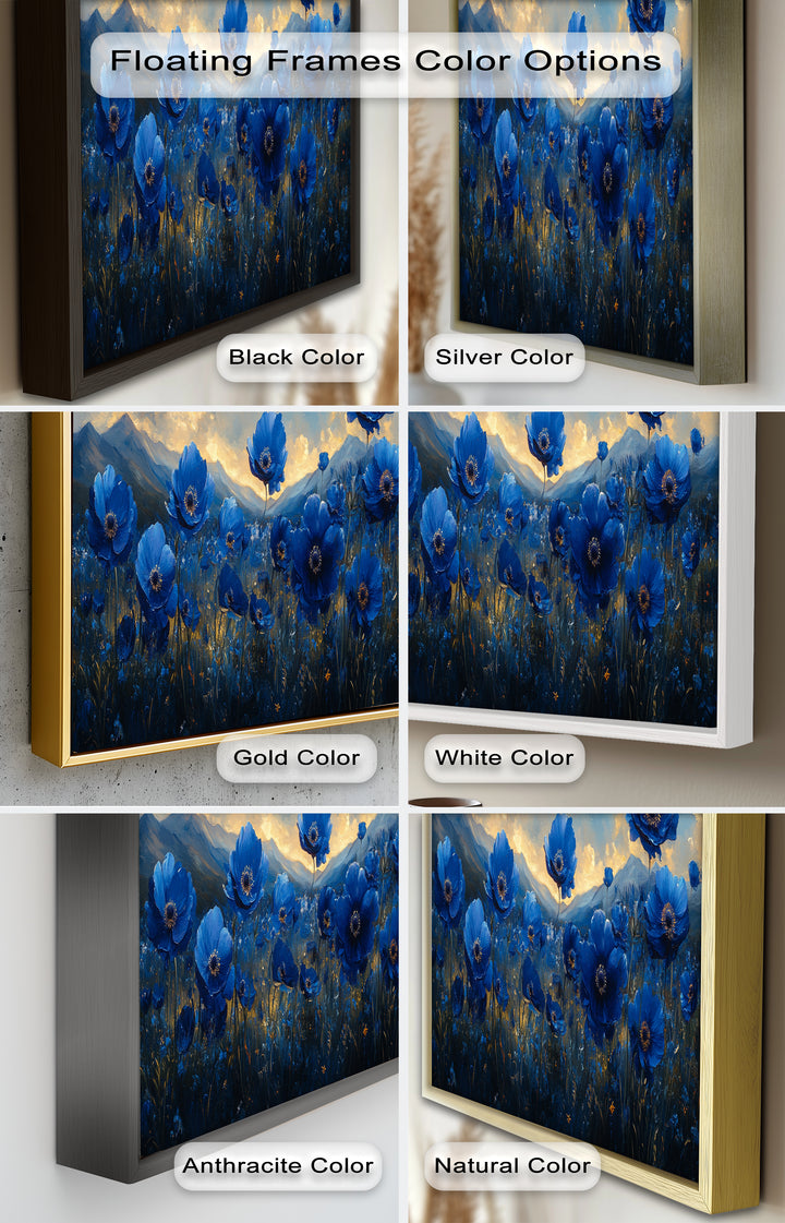 Blue Poppies Beneath a Twilight Sky - Flower Oil Painting