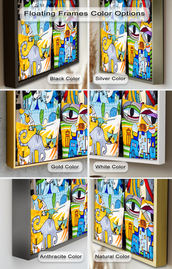 Colorful Cubist Cat & Face Pillows – Picasso Oil Painting