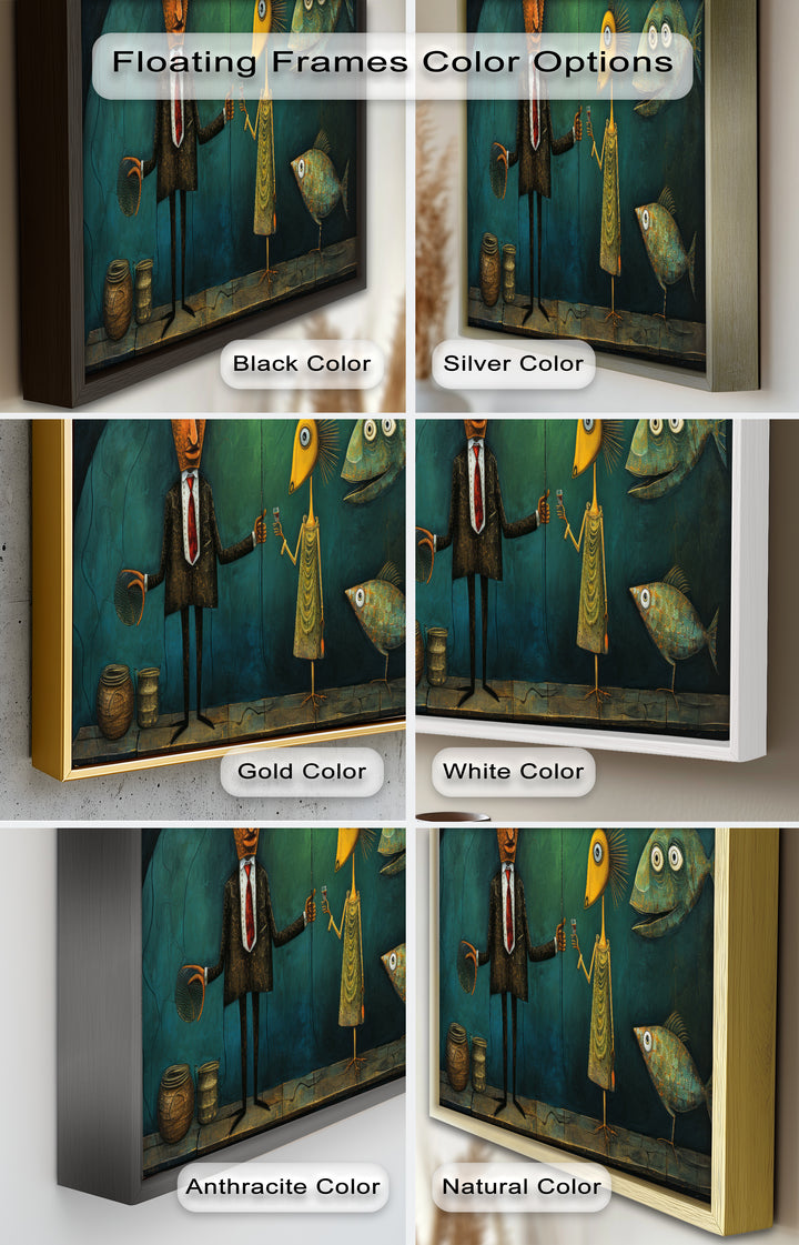Moonlight Toast – Whimsical Surrealist Underwater Picasso Oil Painting