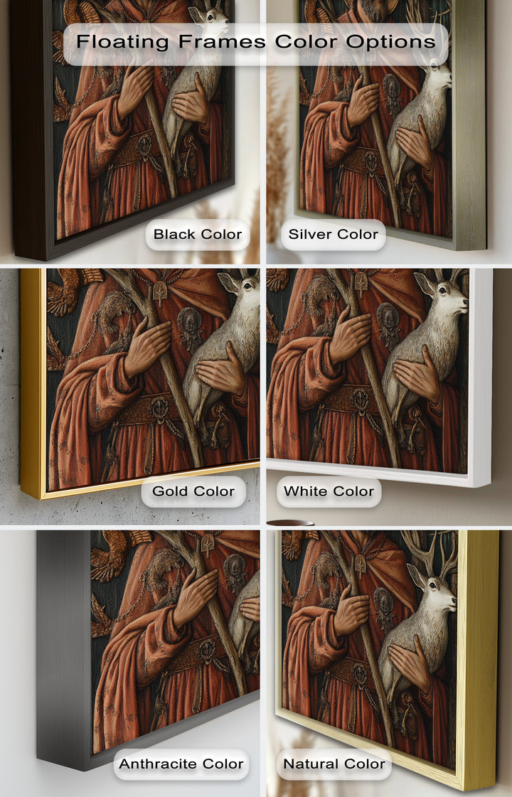 Saint with Deer Wall Art – Religious Oil Painting