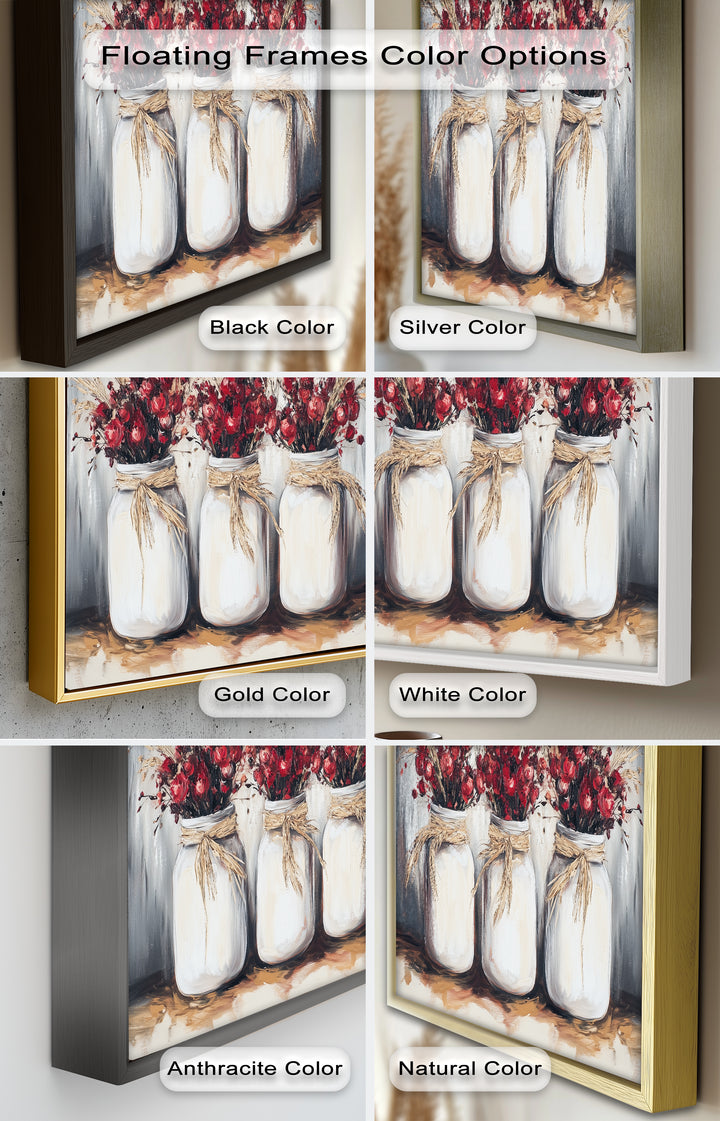Jar Trio – Red Floral Oil Painting