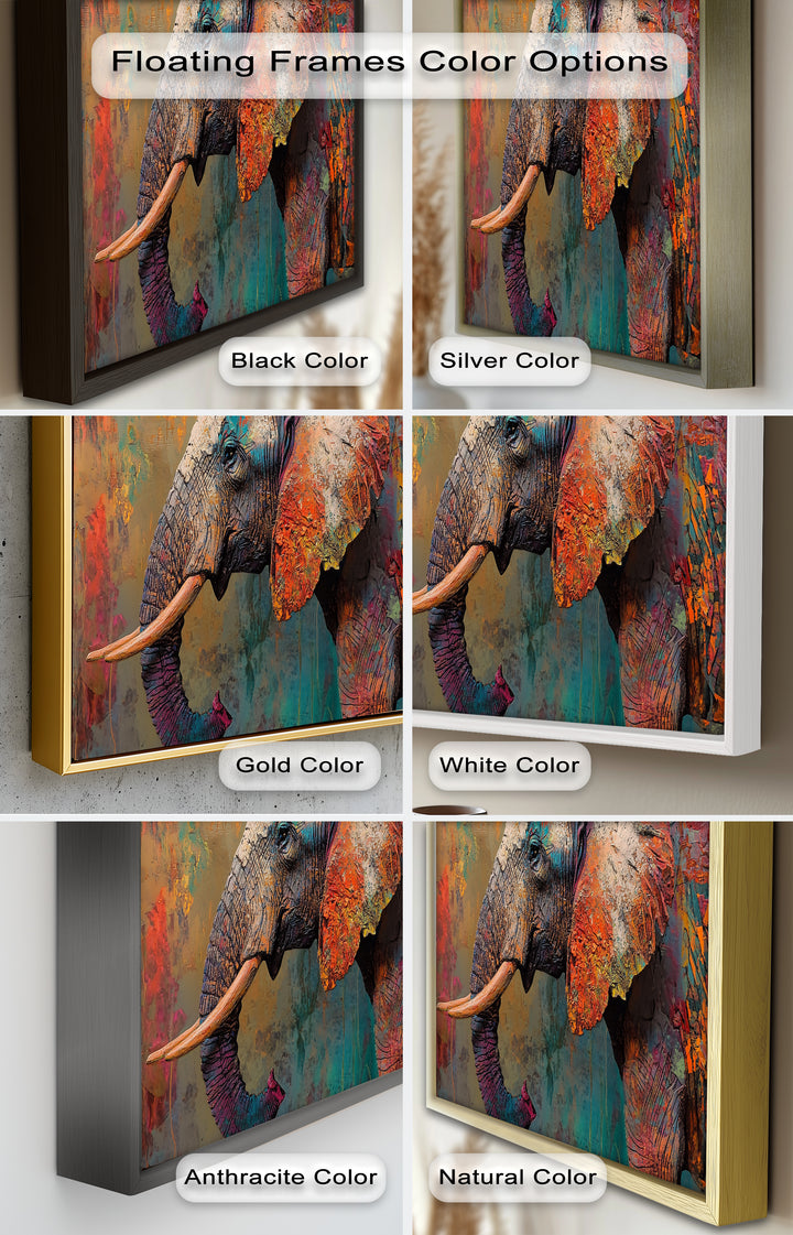 Colorful Elephant – Framed Oil Painting