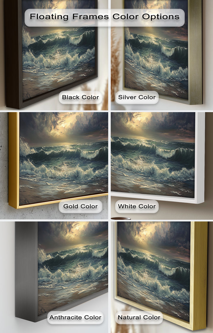 Ocean Sunset Wall Art - Storm Seascape Oil Painting