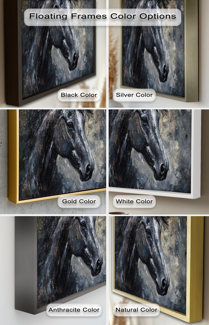 Black Horse Portrait - Animal Oil Painting