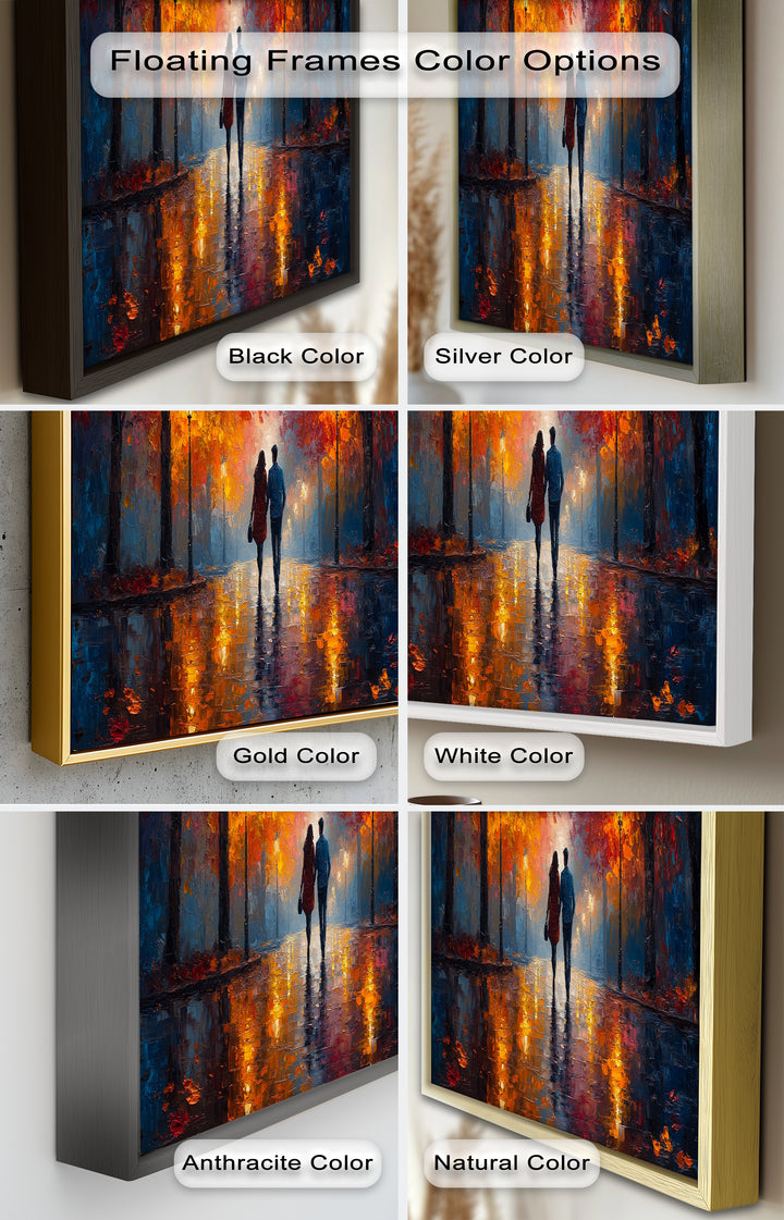 Romantic Walk Under Fiery Trees - Love Oil Painting