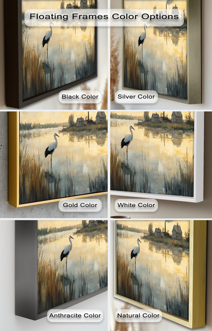 Stork at Dusk – Animal Oil Painting