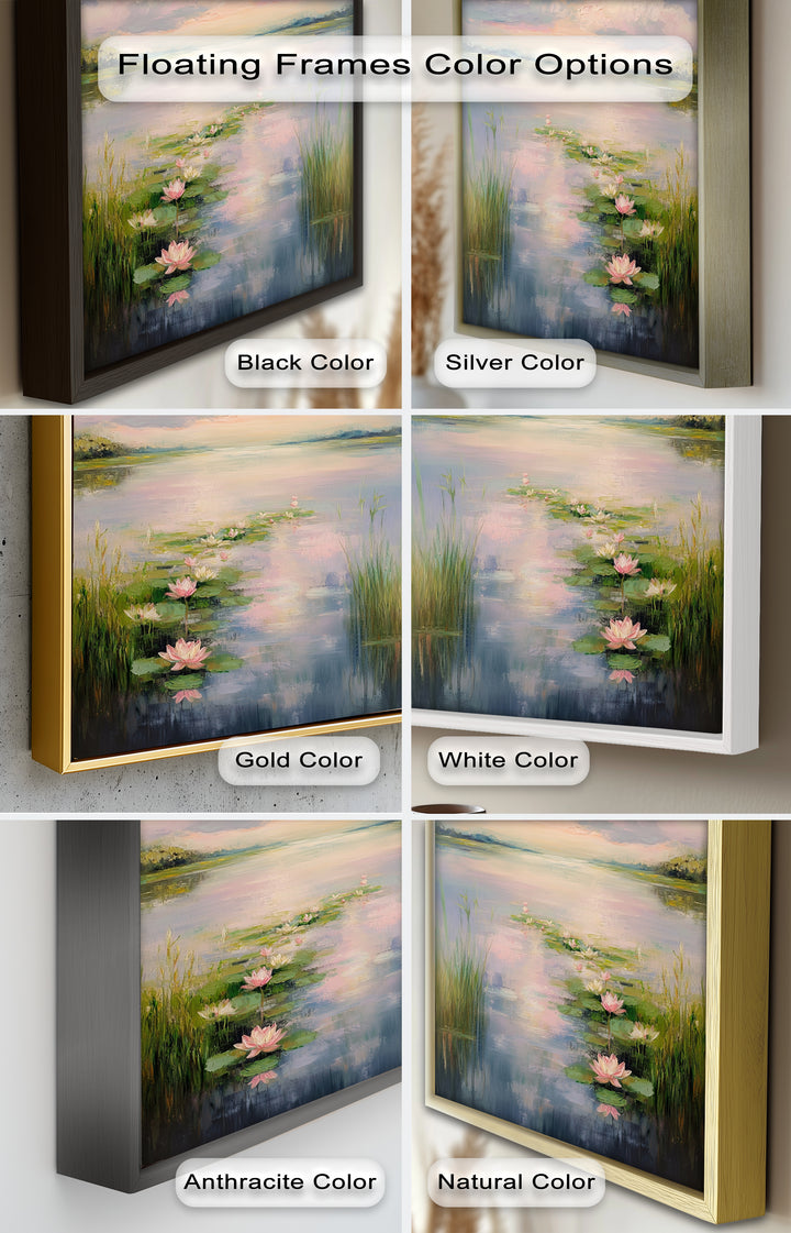 Lotus Tranquility – Seerosen auf pastellfarbenem Seeblumen-Ölgemälde