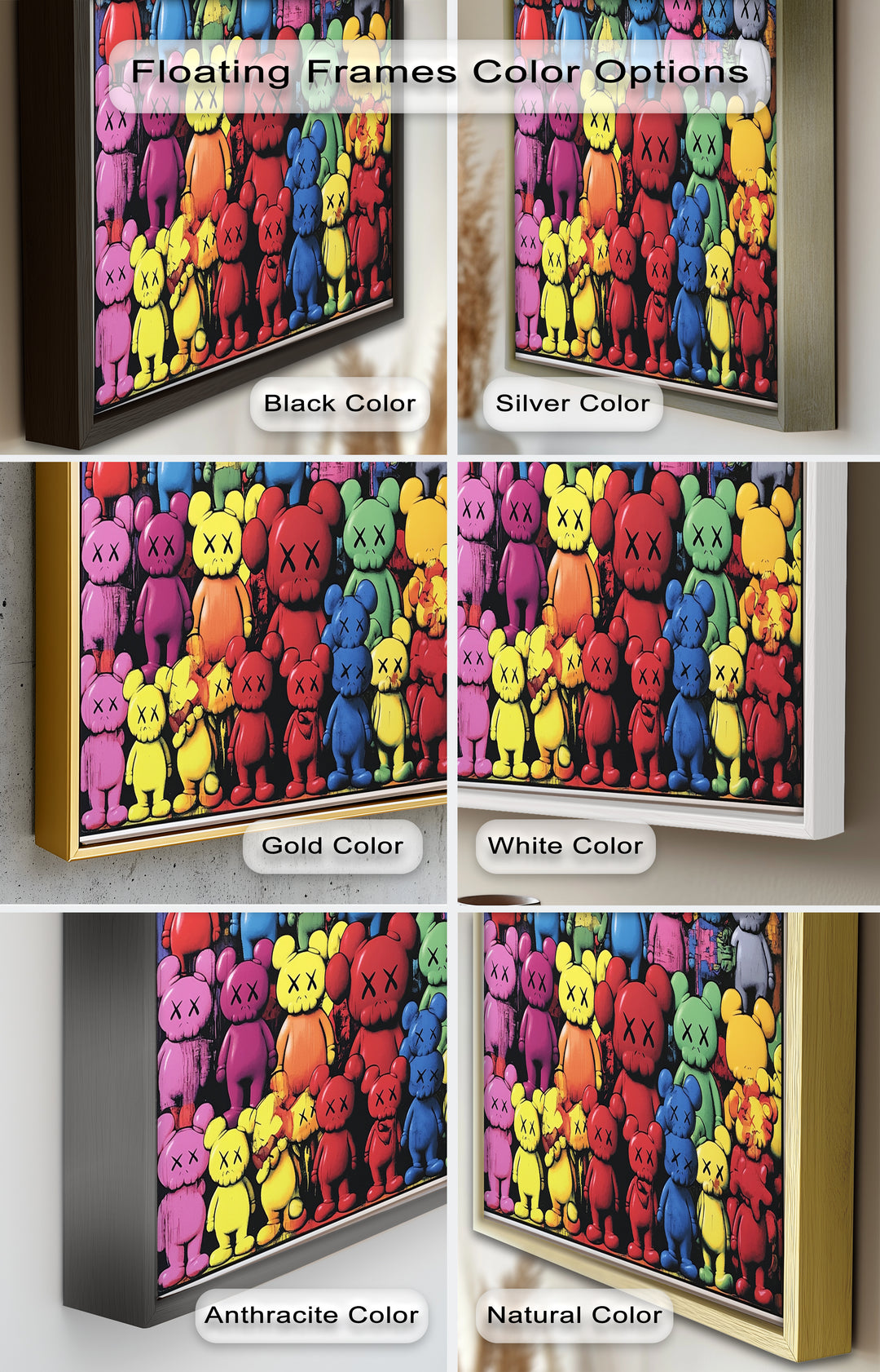 KAWS Rainbow Parade – Mehrfarbiges Pop-Art-Ölgemälde