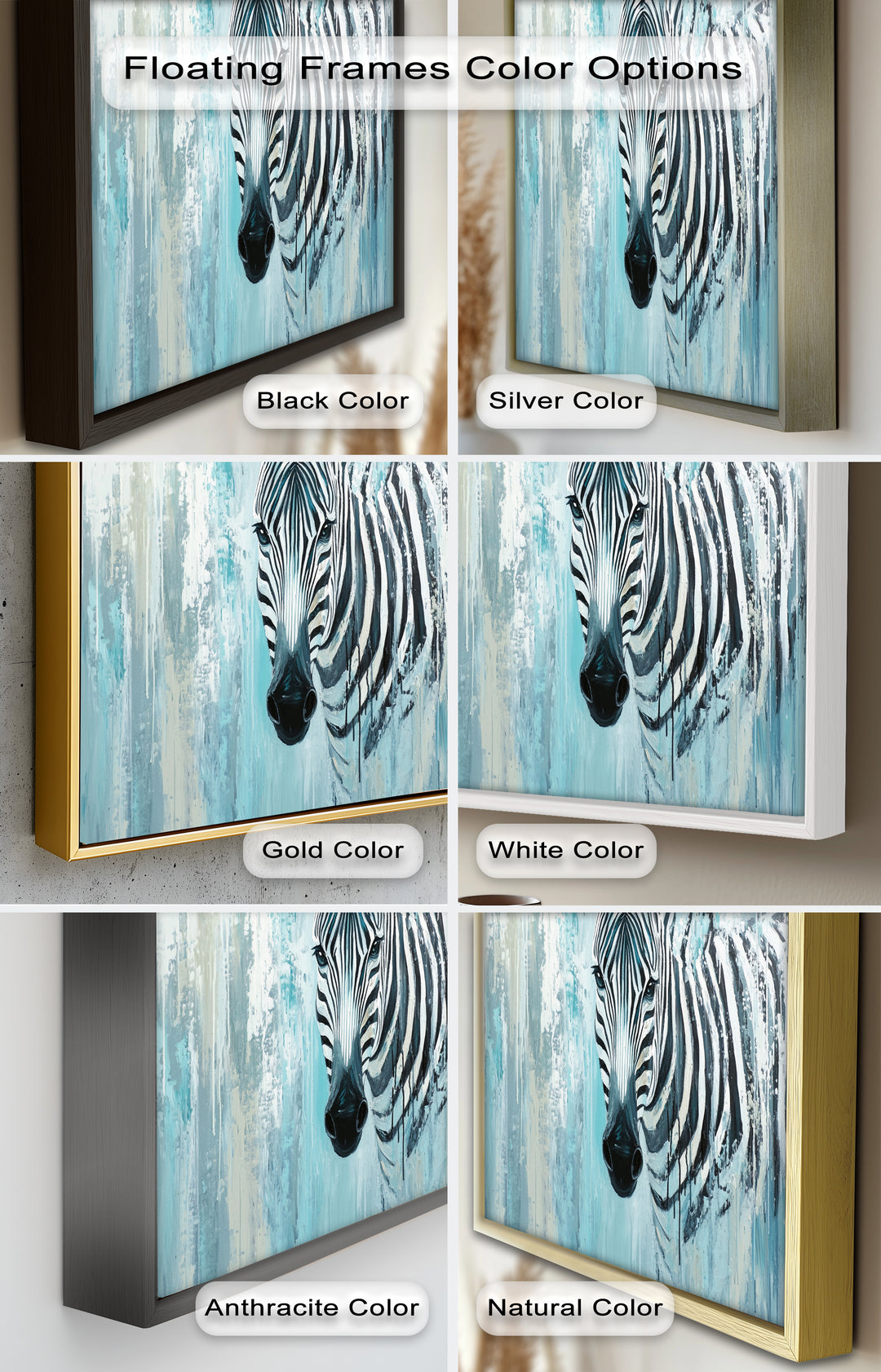 Zebra in Blue Abstract Style - Animal Oil Painting