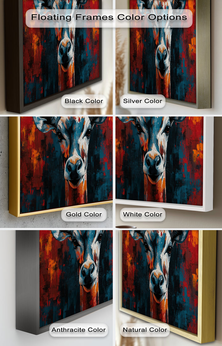 Giraffe Portrait in Abstract Flames – Animal Oil Painting