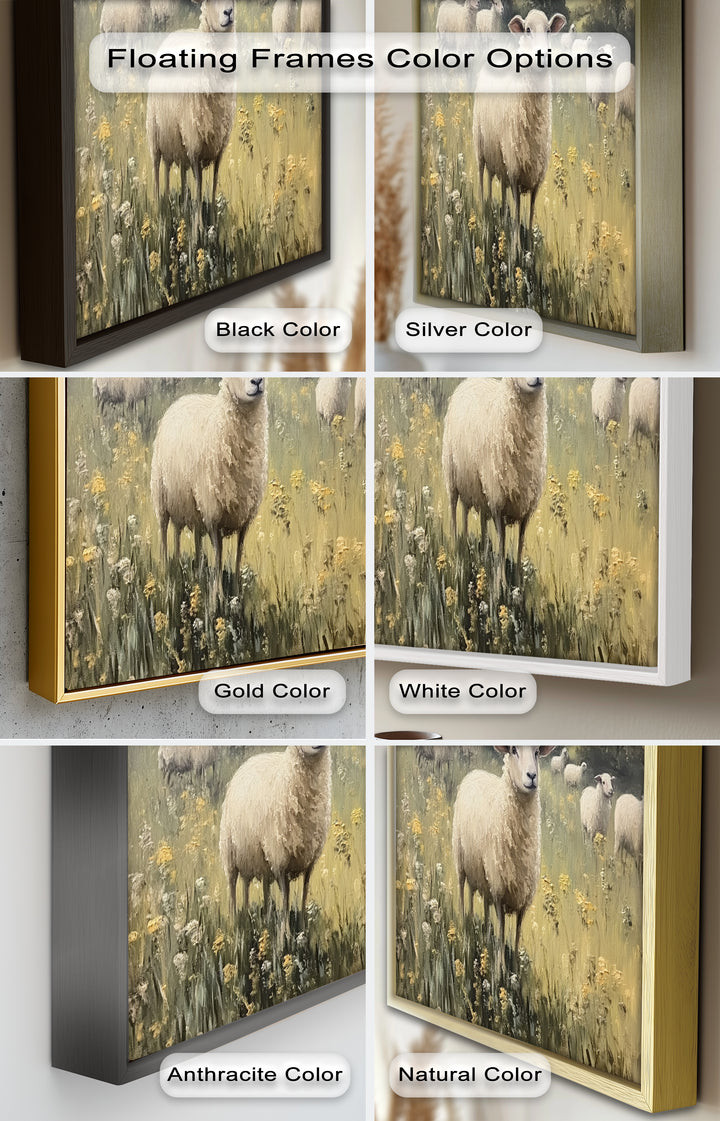 Sheep in Spring Meadow – Pastoral Oil Painting