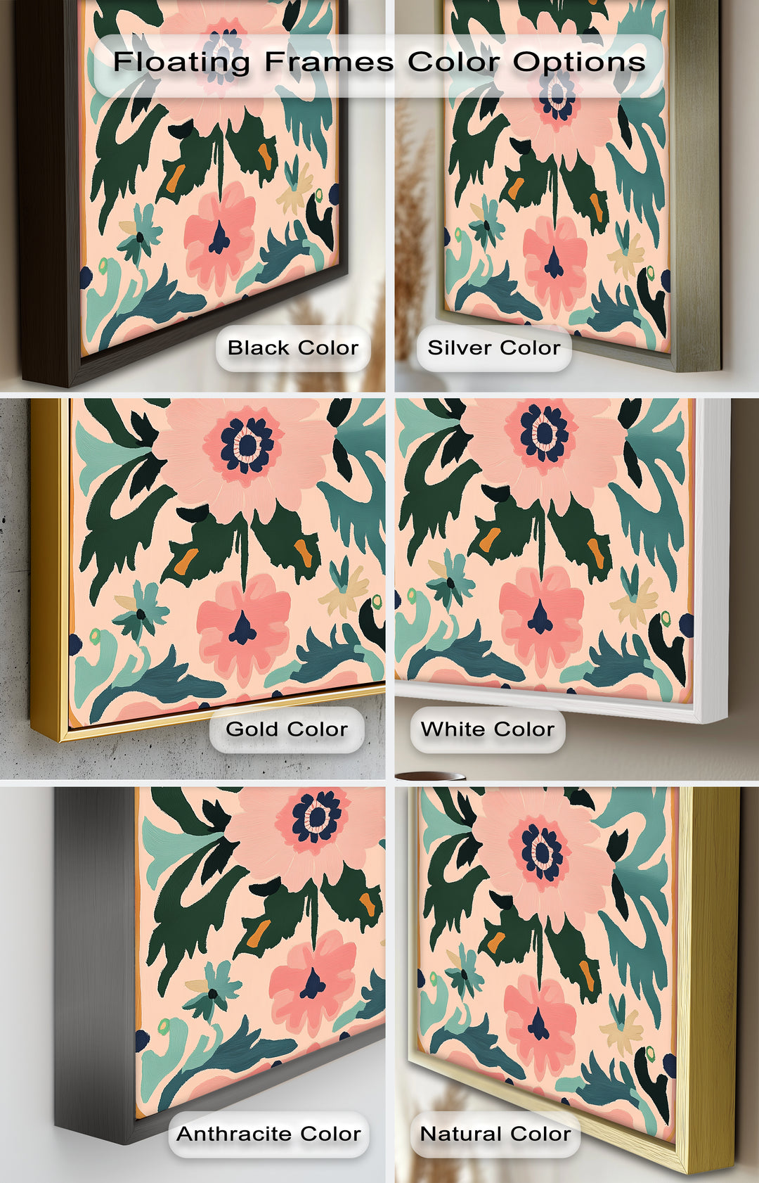 Folk Bloom – Symmetrisches Boho-Blumenölgemälde