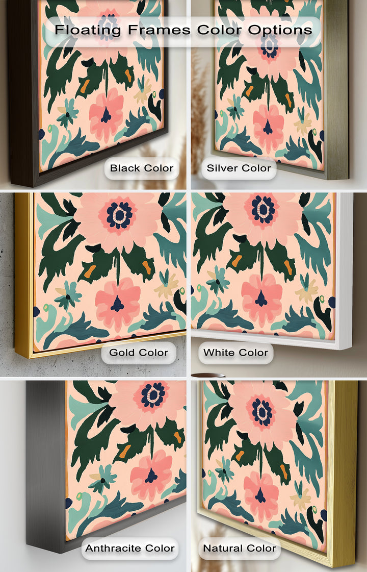 Folk Bloom – Symmetrisches Boho-Blumenölgemälde